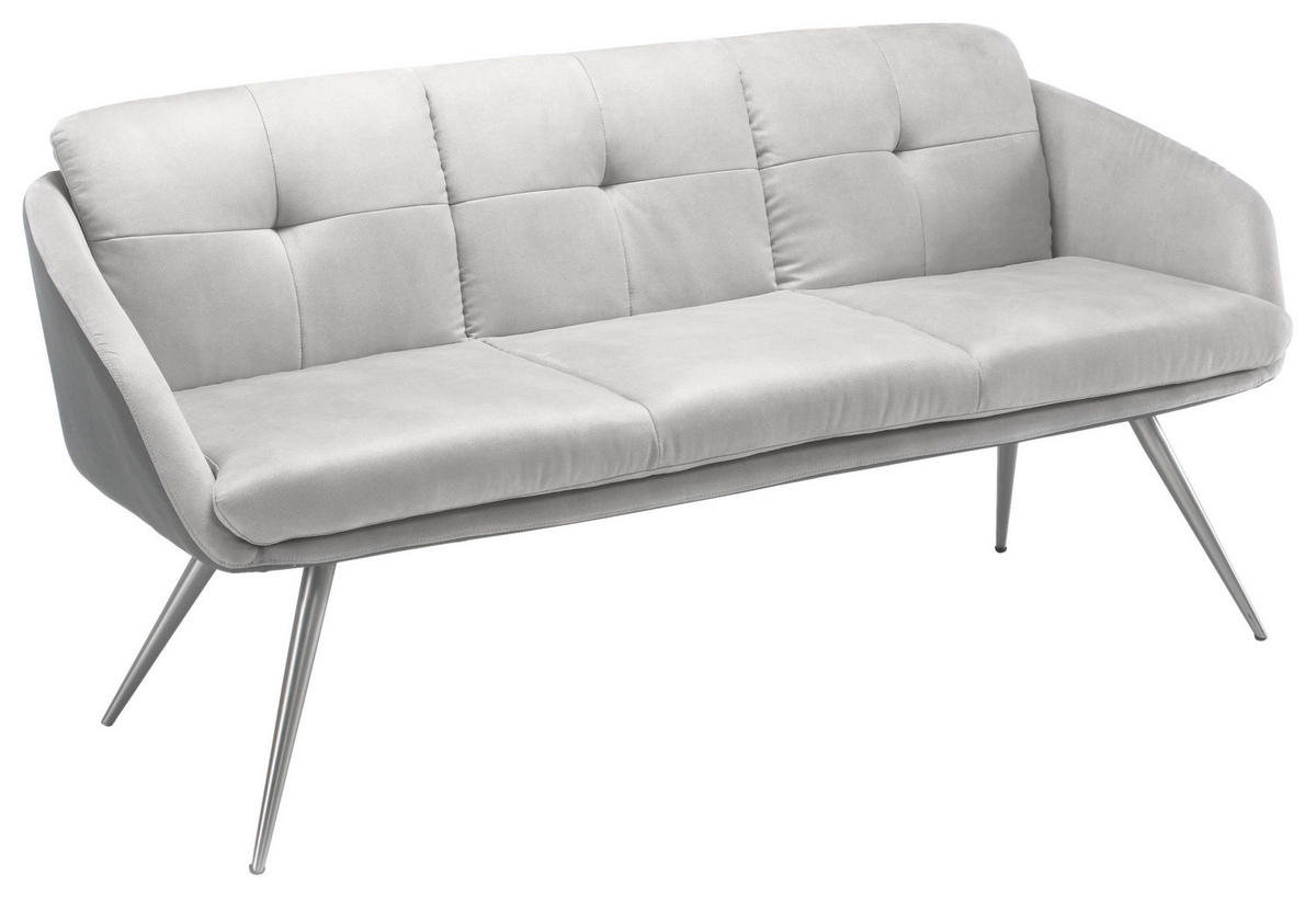 SITZBANK in Metall, Textil Hellgrau, Dunkelgrau  - Edelstahlfarben/Dunkelgrau, Modern, Textil/Metall (180/88/58cm) - Livetastic