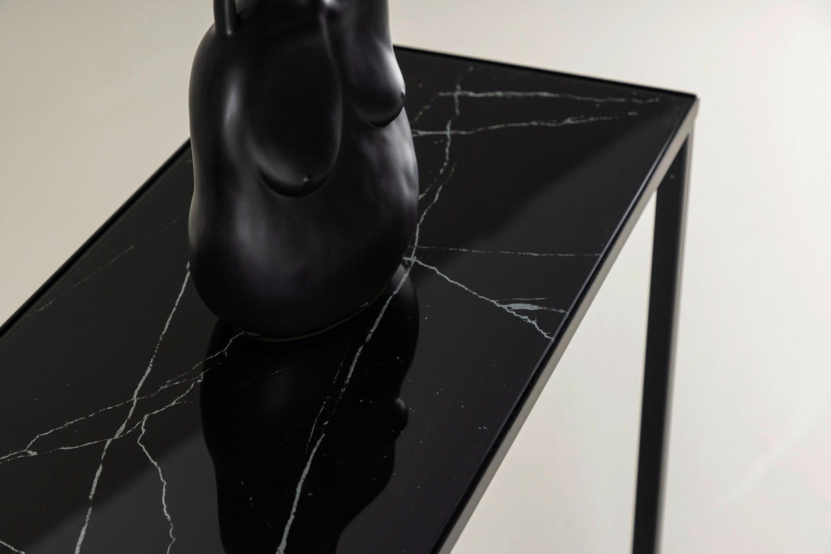 BEISTELLTISCH 100/30/75 cm Schwarz, Messingfarben rechteckig  - Messingfarben/Schwarz, Design, Glas/Metall (100/30/75cm) - Livetastic