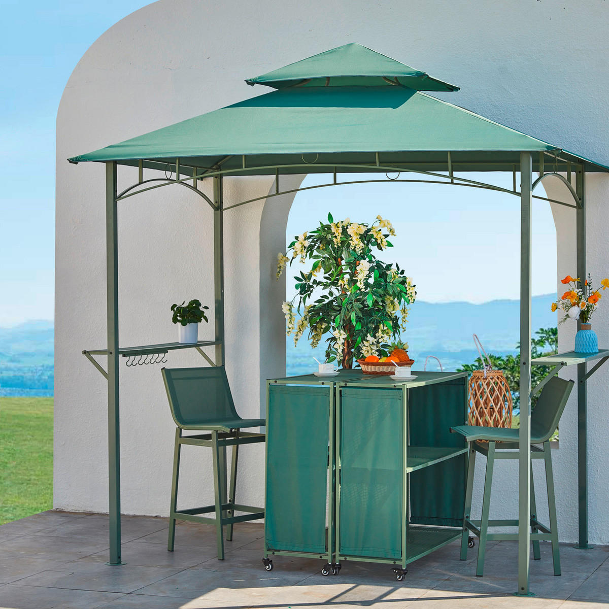 PAVILON  - zöld, Basics, fém (243/152/255cm)