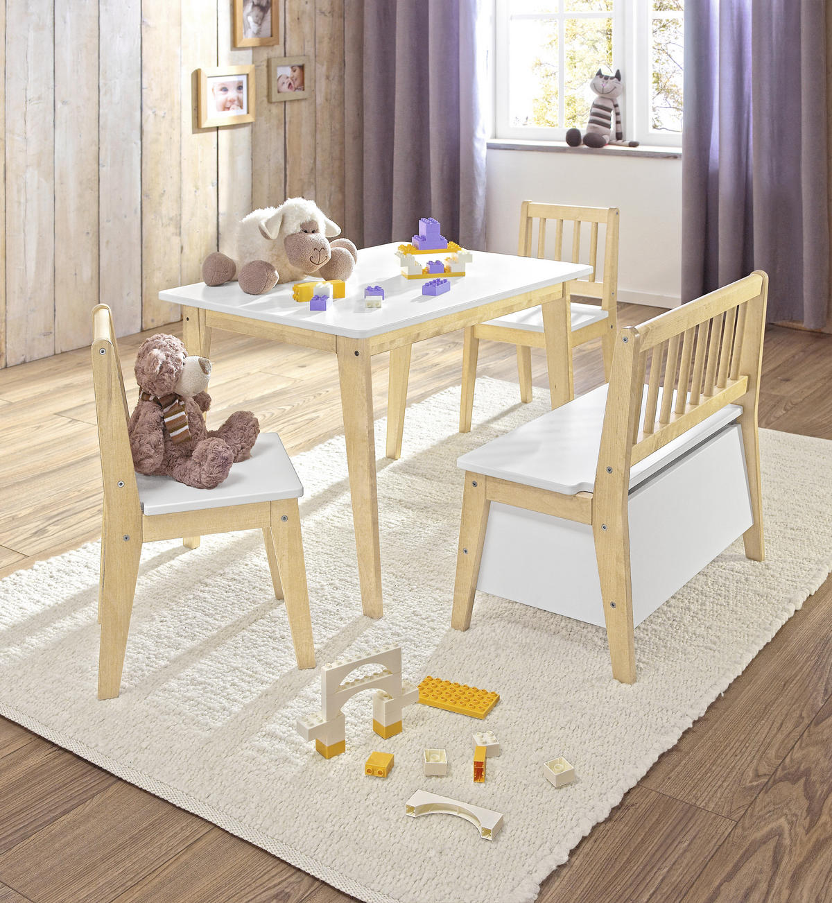 KINDERSITZGRUPPE David Weiss Naturfarben, Weiß  - Naturfarben/Weiß, Basics, Holz - My Baby Lou