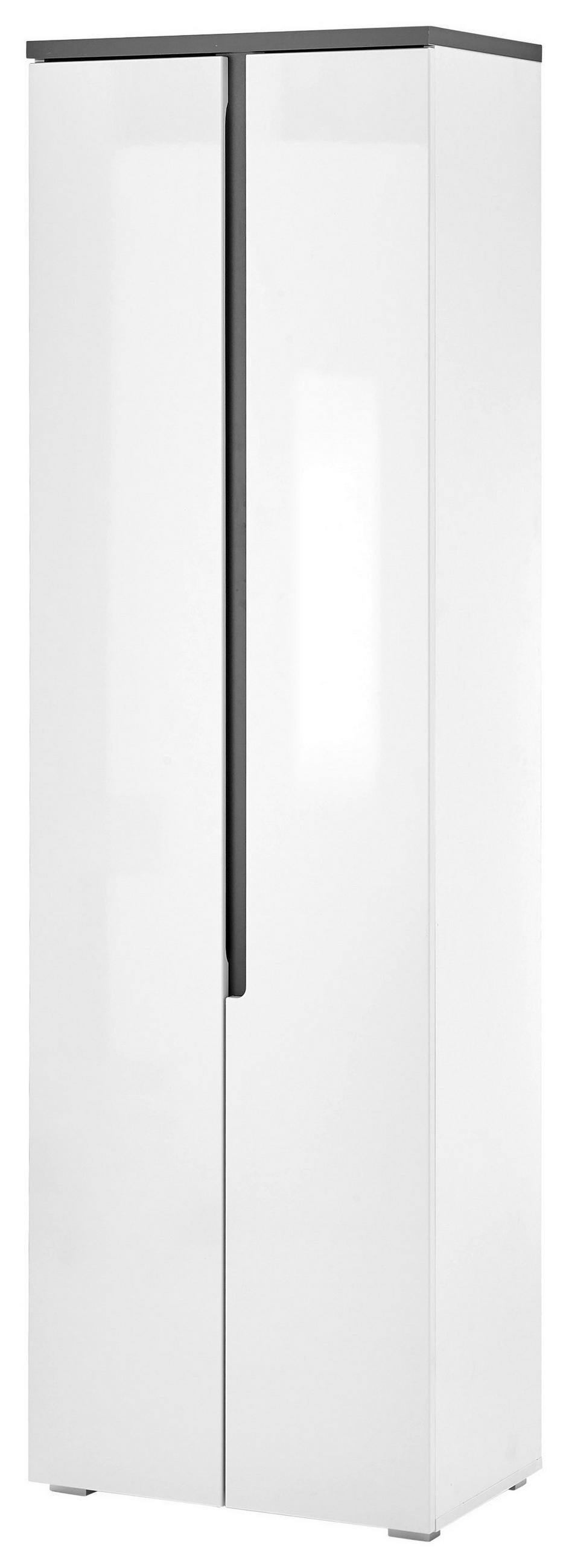 GARDEROBENSCHRANK  in 60/197/38 cm  - Weiß Hochglanz/Anthrazit, Design, Holzwerkstoff/Kunststoff (60/197/38cm) - MID.YOU