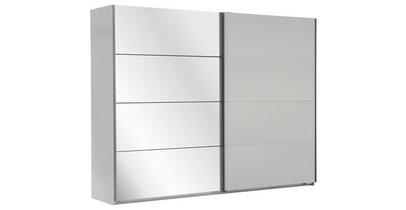 SCHWEBETÜRENSCHRANK  in Weiß  - Alufarben/Weiß, Design, Glas/Holzwerkstoff (225/210/65cm) - Carryhome