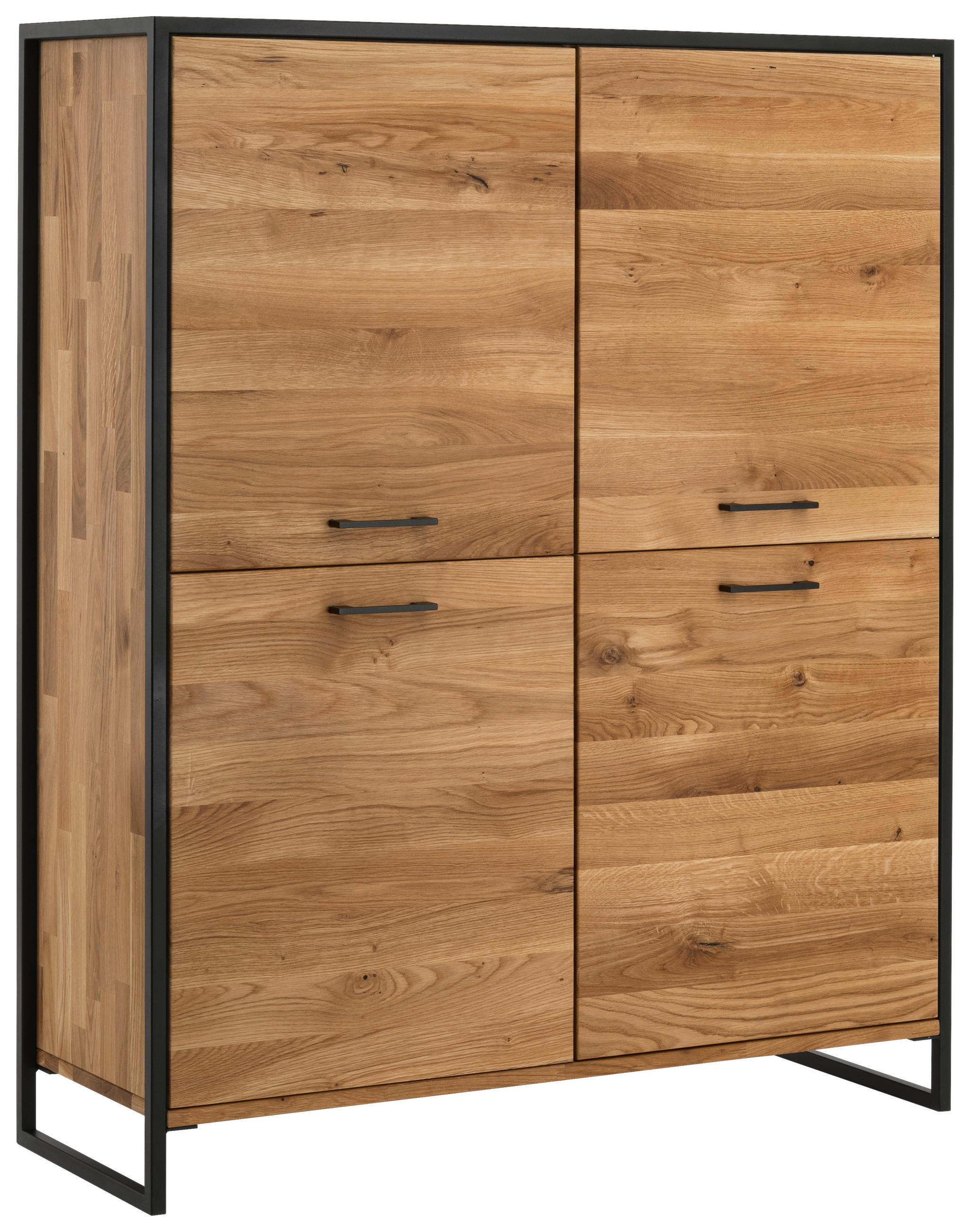 HIGHBOARD , 115/138/39 cm,  - Eichefarben/Schwarz, Design, Holz/Metall (115/138/39cm) - Linea Natura