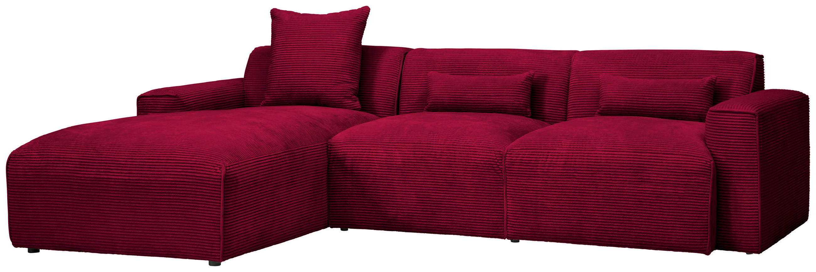 ECKSOFA in Cord Rot  - Rot/Schwarz, Design, Kunststoff/Textil (196/303cm) - Livetastic