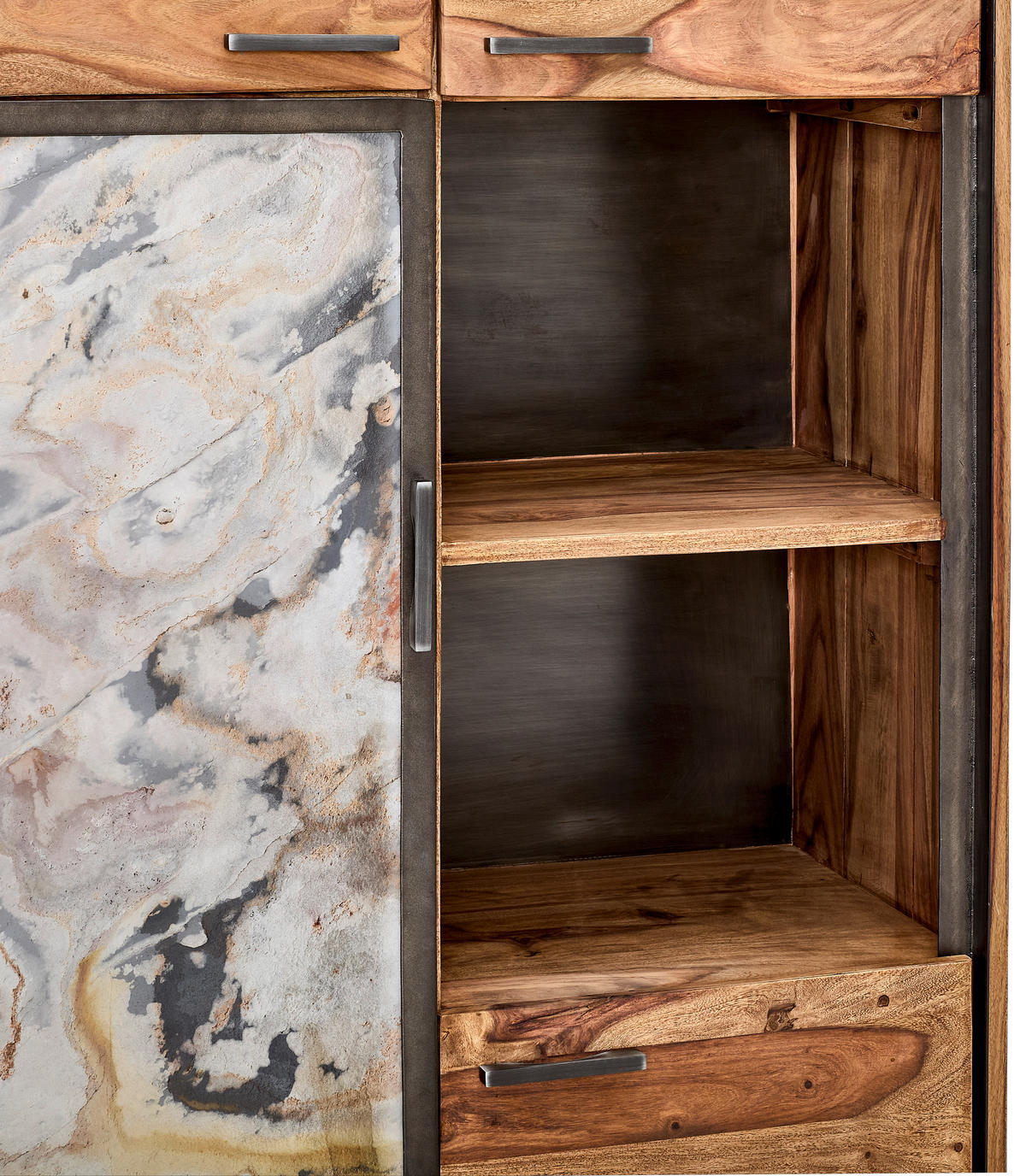 HIGHBOARD  in 90/195/40 cm  - Sheeshamfarben/Grau, KONVENTIONELL, Holz/Stein (90/195/40cm) - Livetastic