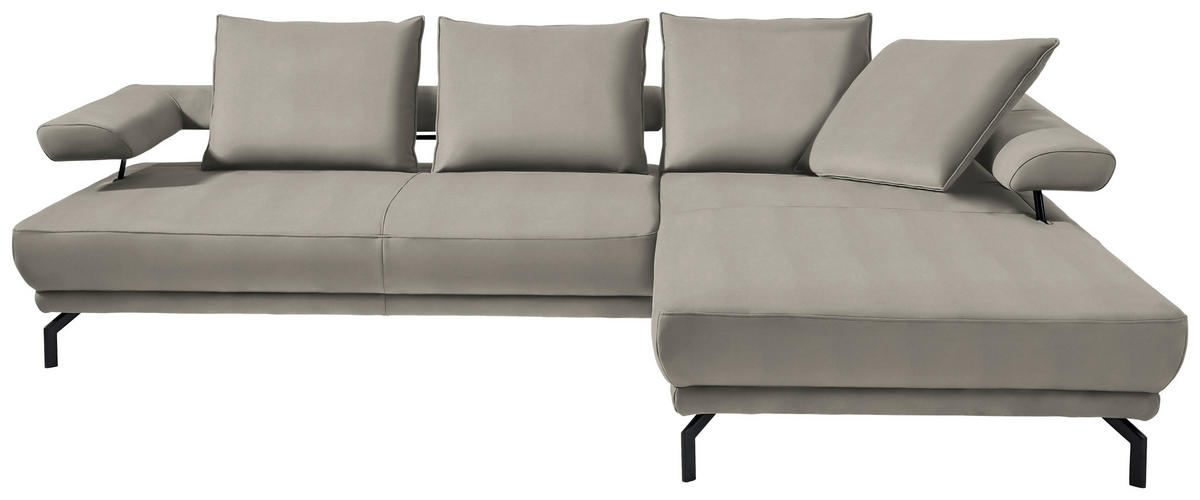 ECKSOFA in Mikrofaser Silberfarben  305/224 cm  - Silberfarben/Schwarz, Design, Textil/Metall (305/224cm) - Dieter Knoll