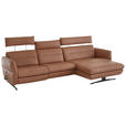 ECKSOFA in Echtleder Haselnussfarben  - Schwarz/Haselnussfarben, Design, Leder/Metall (300/157cm) - Dieter Knoll