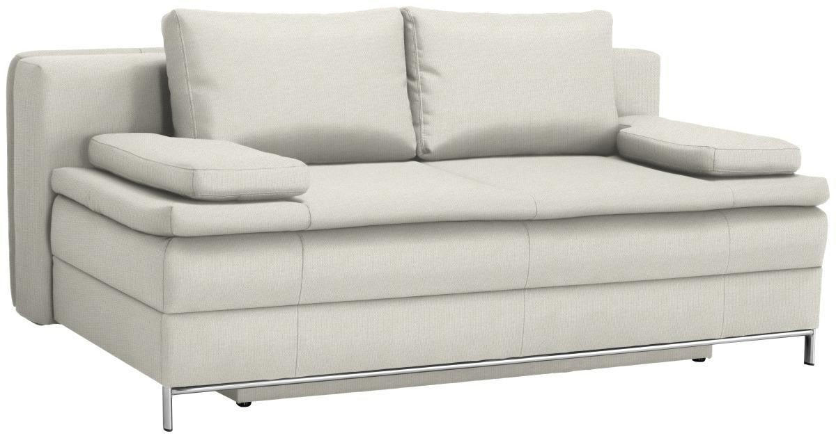 BOXSPRINGSOFA in Flachgewebe Naturfarben  - Chromfarben/Naturfarben, Design, Textil/Metall (200/93/107cm) - Novel