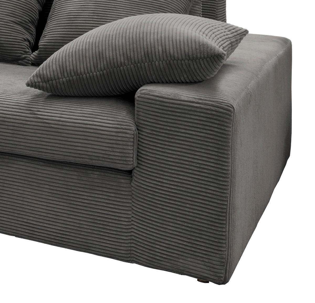 ECKSOFA Grau Cord  - Schwarz/Grau, MODERN, Kunststoff/Textil (200/278cm) - Livetastic