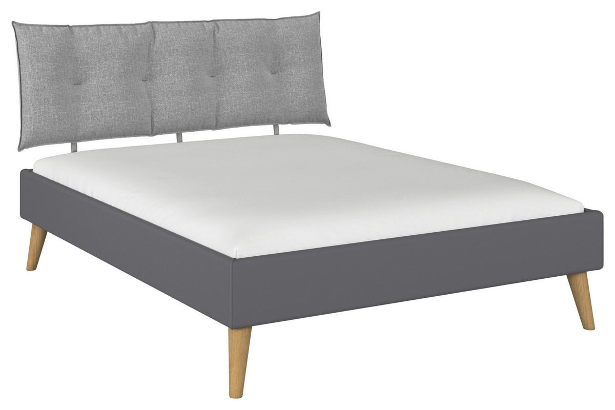 BETT 160/200 cm,  in Grau,  - Wildeiche/Grau, Design, Holz/Textil (160/200cm) - Carryhome