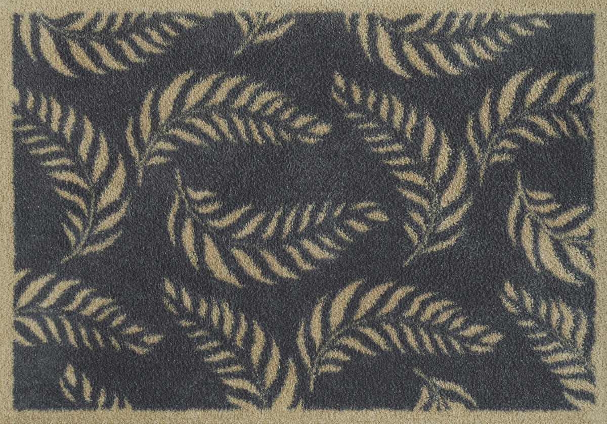 FUßMATTE 60/85 cm Leaf Scroll  - Schwarz, Design, Kunststoff/Textil (60/85cm) - wash+dry