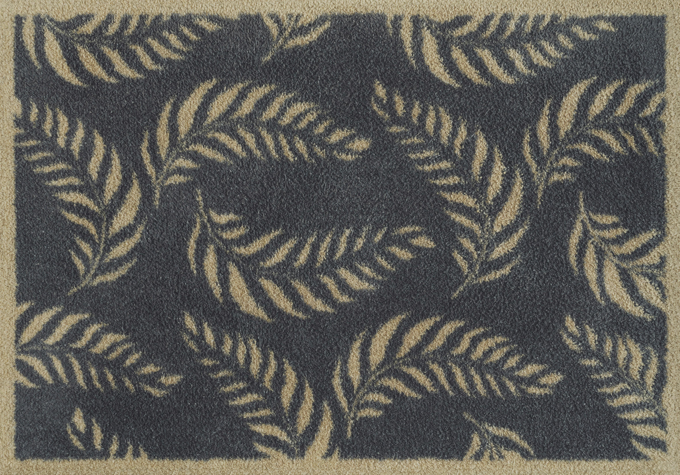 wash+dry FUßMATTE Leaf Scroll Schwarz 60x85 cm
