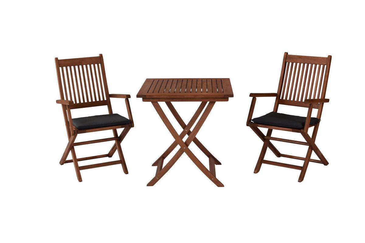 GARTENTISCHGRUPPE EukalyptusholzHartholz  - Eukalyptusholzfarben/Grau, KONVENTIONELL, Holz/Textil - Gardenson