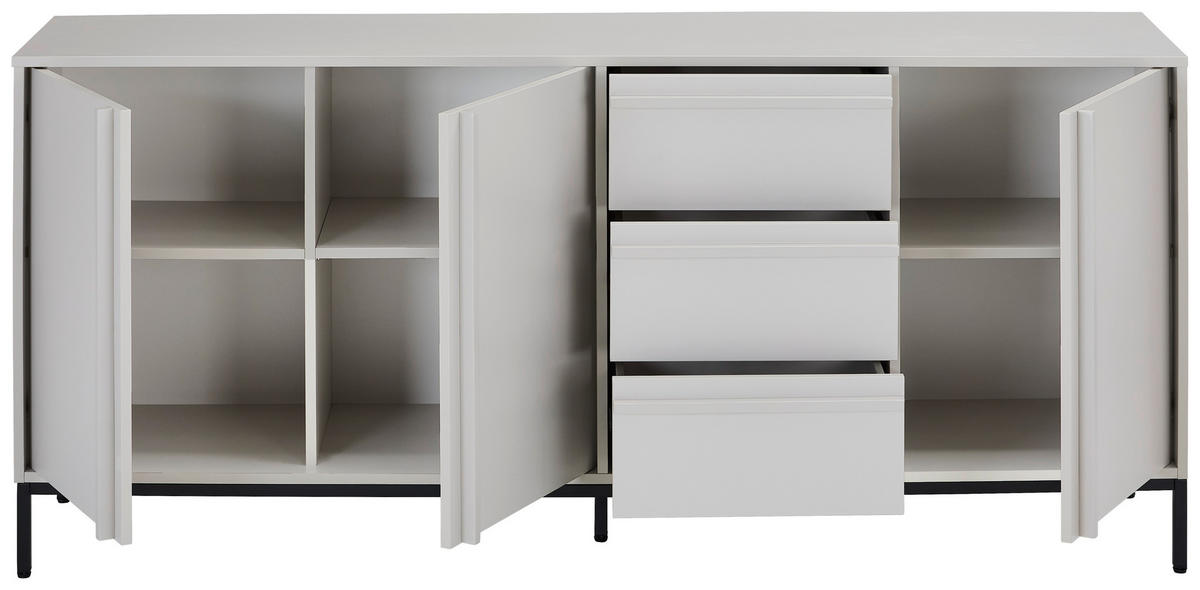 SIDEBOARD WABI 180/81/40 cm 3 låda(or)  - ljusgrå/grå, Design, metall/trämaterial (180/81/40cm) - Xora
