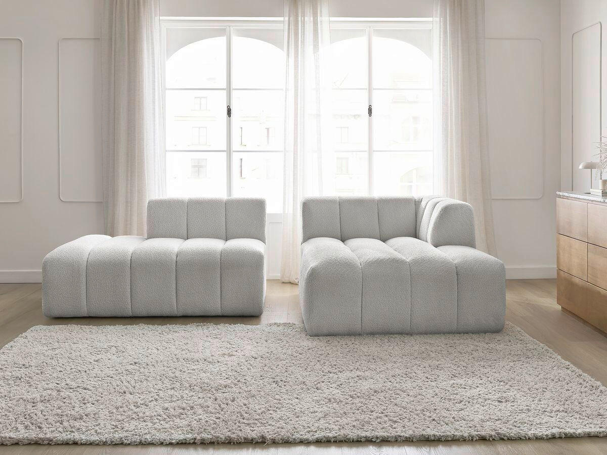 ECKSOFA  ANNECY Hellgrau Bouclé  - Hellgrau/Schwarz, MODERN, Kunststoff/Textil (262/170cm)
