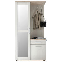 ANSAMBLU DE HOL - alb/culoare lemn stejar, Design, sticlă/material pe bază de lemn (100/195/38cm) - MID.YOU