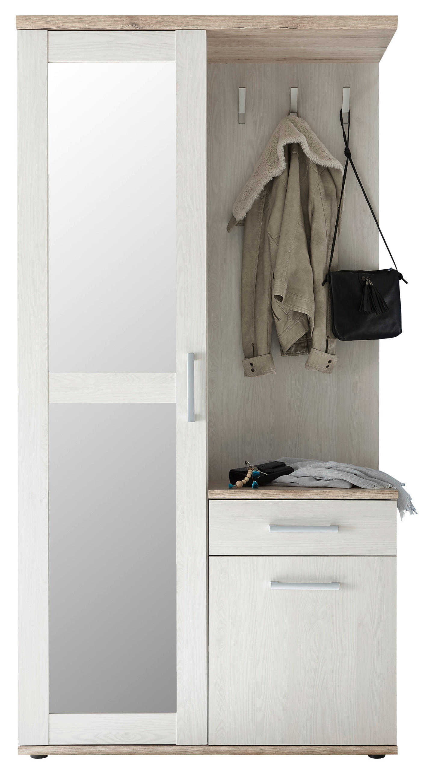 Mid.you Garderobe Eiche, Weiß 100x195x38 cm