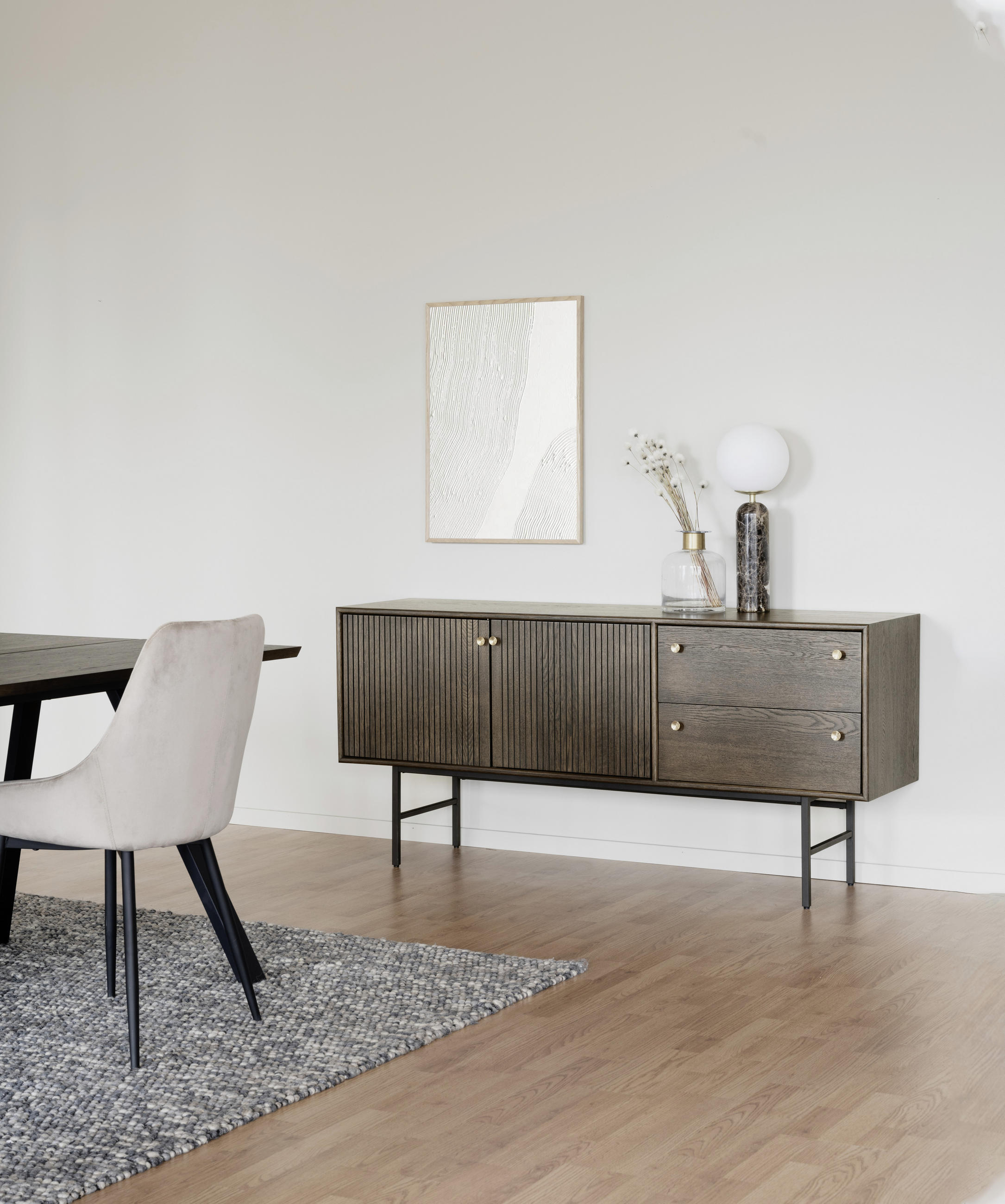 SIDEBOARD 160/75/42 cm  - svart/mörkbrun, Design, metall/trä (160/75/42cm) - Rowico
