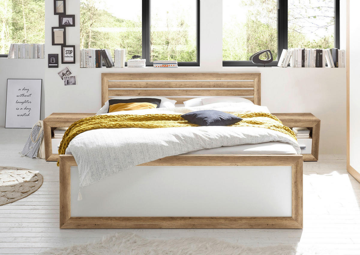 SCHLAFZIMMER Weiss, Eichefarben  - Weiss/Eichefarben, Modern, Holzwerkstoff - MID.YOU