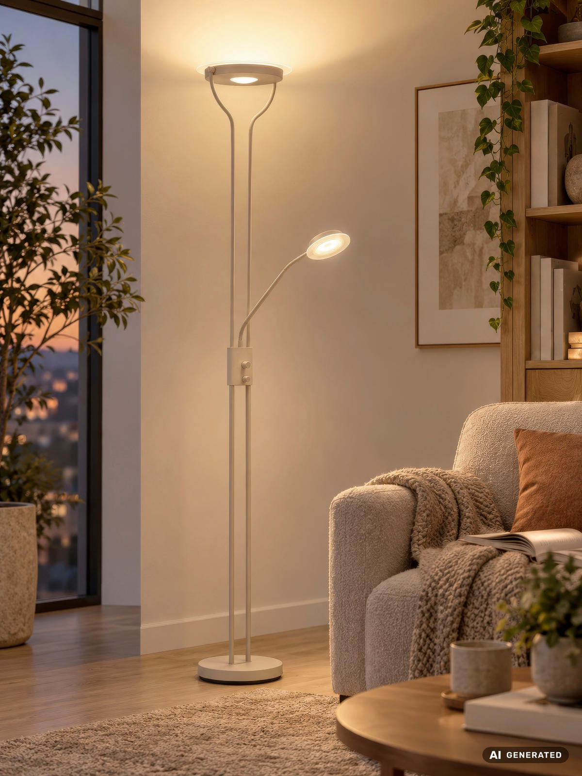 LED-STEHLEUCHTE Briant 28/25,5/180 cm  - Sandfarben/Transparent, Design, Glas/Kunststoff (28/25,5/180cm) - Globo