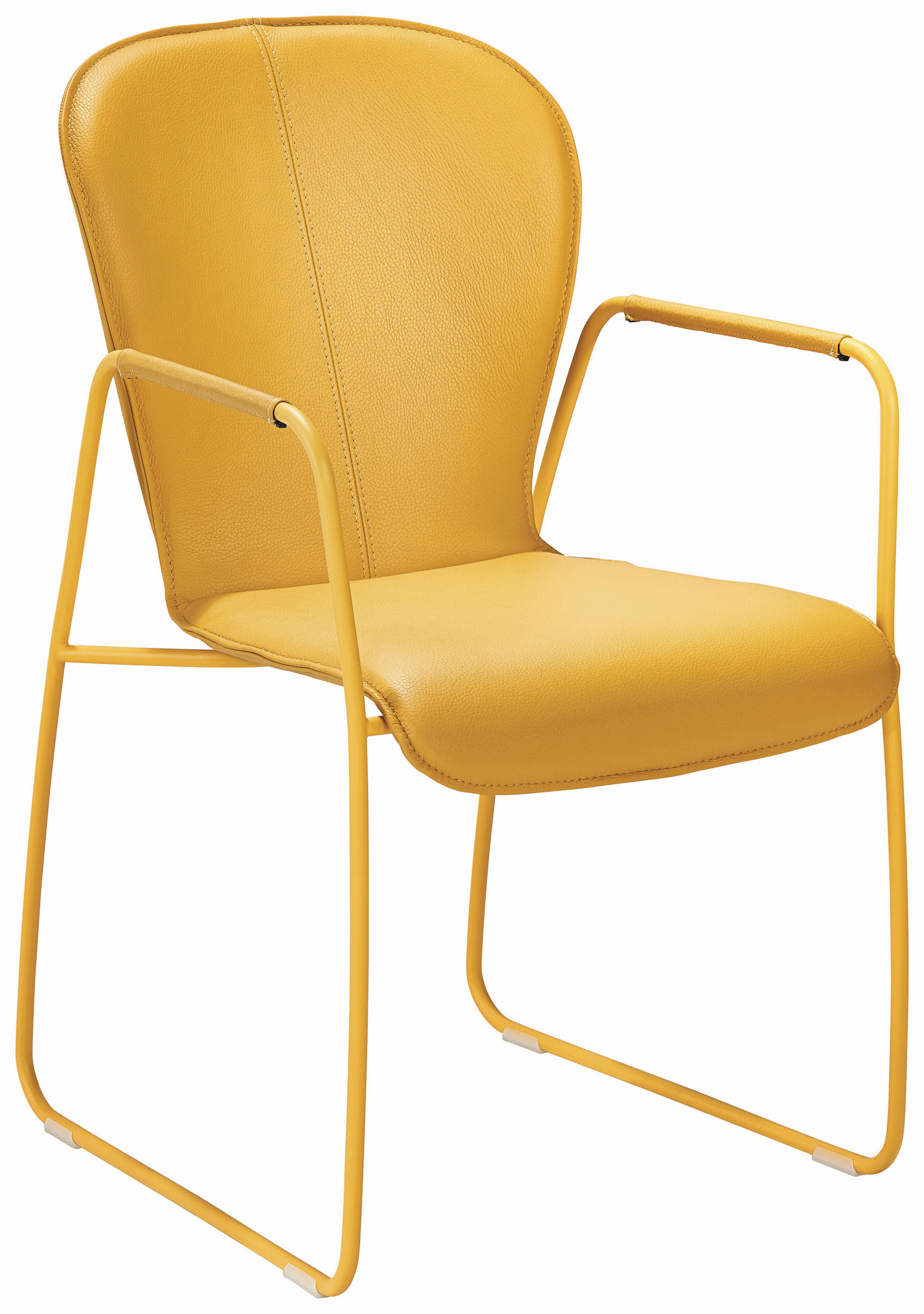 ARMLEHNSTUHL  in Edelstahl Echtleder pigmentiert  - Edelstahlfarben/Gelb, Design, Leder/Metall (48/91/61cm) - Bert Plantagie