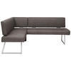 ECKBANK in Textil, Metall Edelstahlfarben, Braun  - Edelstahlfarben/Braun, Design, Textil/Metall (160/219cm) - Dieter Knoll