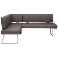 ECKBANK 137/231 cm Mikrofaser Braun, Edelstahlfarben Metall   - Edelstahlfarben/Braun, Design, Textil/Metall (137/231cm) - Dieter Knoll