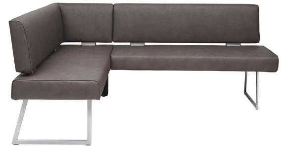 ECKBANK 137/219 cm  in Braun, Edelstahlfarben  - Edelstahlfarben/Braun, Design, Textil/Metall (137/219cm) - Dieter Knoll