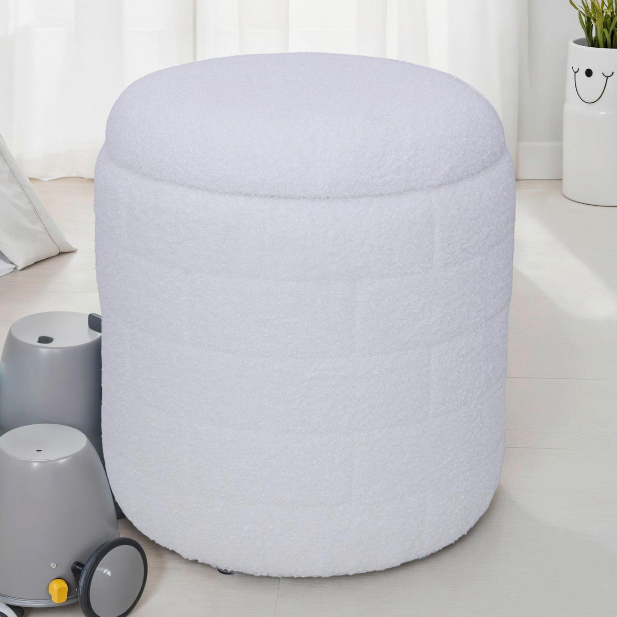 HOCKER in Textil Weiss  - Weiss, Basics, Textil (40/45/40cm) - Livetastic