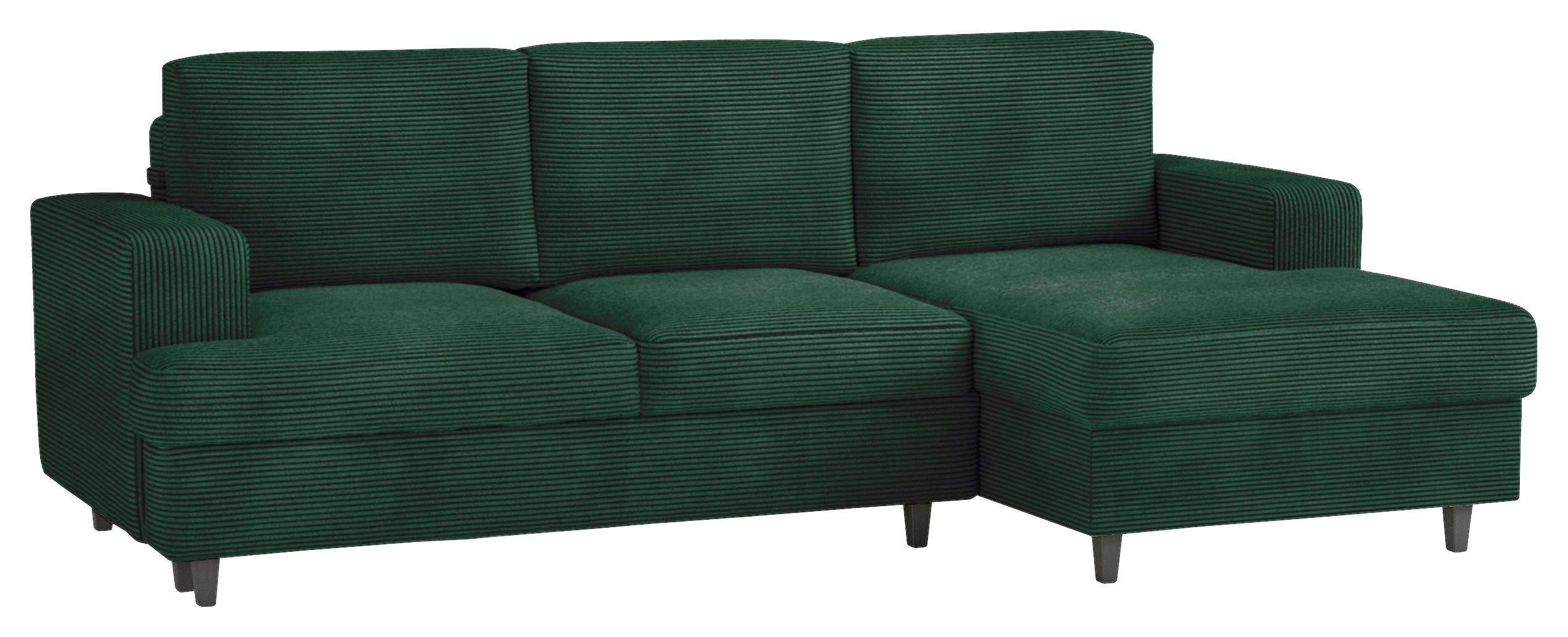ECKSOFA Grün Cord, Velours Rückenkissen, Bettkasten  - Schwarz/Grün, Design, Holz/Textil (247/140cm) - MID.YOU