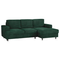 KOTNA SEDEŽNA GARNITURA, rebrasti žamet, velur zelena  - črna/zelena, Design, tekstil/les (247/140cm) - MID.YOU