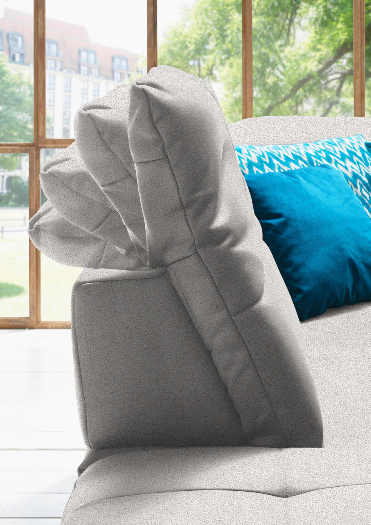 WOHNLANDSCHAFT  in Mikrofaser Silberfarben  - Chromfarben/Silberfarben, Design, Holzwerkstoff/Textil (260/371/195cm) - Beldomo Style