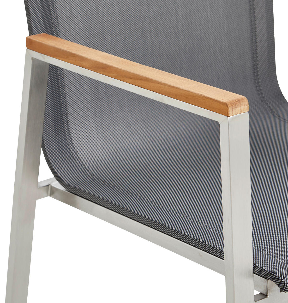 STAPELSESSEL Teakholz Edelstahl Grau, Edelstahlfarben  - Edelstahlfarben/Naturfarben, MODERN, Holz/Textil (54/86/58cm) - Ambia Garden