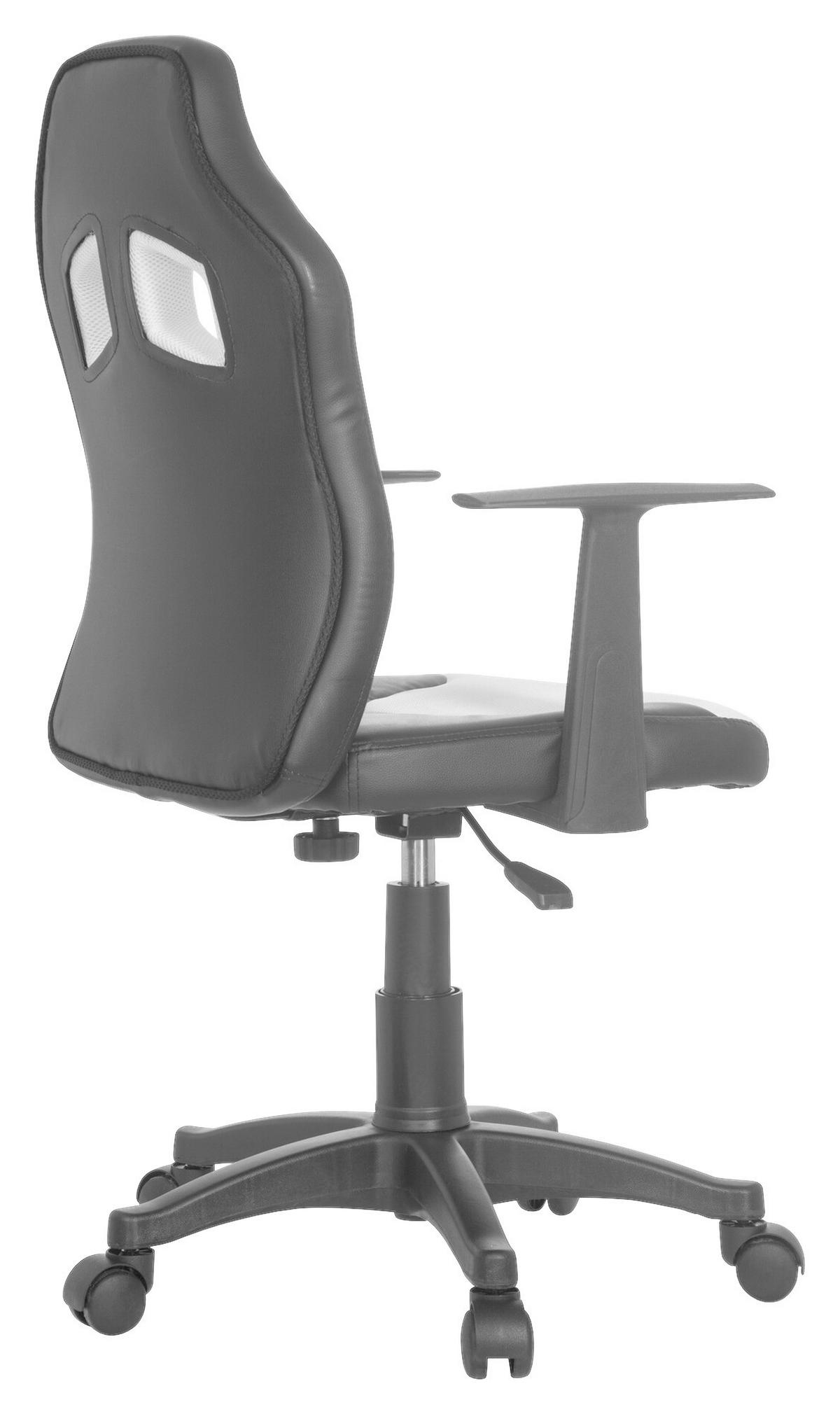 JUGENDDREHSTUHL Schwarz, Weiß  - Schwarz/Weiß, Basics, Kunststoff (54/90-100/48cm) - MID.YOU