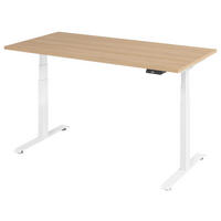 SCHREIBTISCH 160/80/64,5-129,5 cm Weiß, Eichefarben elektrisch höhenverstellbar  - Eichefarben/Weiß, KONVENTIONELL, Holzwerkstoff/Metall (160/80/64,5-129,5cm) - Venda