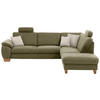 ECKSOFA in Mikrofaser Hellgrün  - Wildeiche/Beige, Natur, Holz/Textil (286/236cm) - Voleo