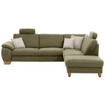 ECKSOFA in Mikrofaser Hellgrün  - Wildeiche/Beige, Natur, Holz/Textil (286/236cm) - Voleo