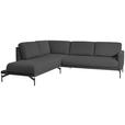 ECKSOFA in Flachgewebe Grau  - Anthrazit/Grau, Design, Textil/Metall (230/254cm) - Ambiente