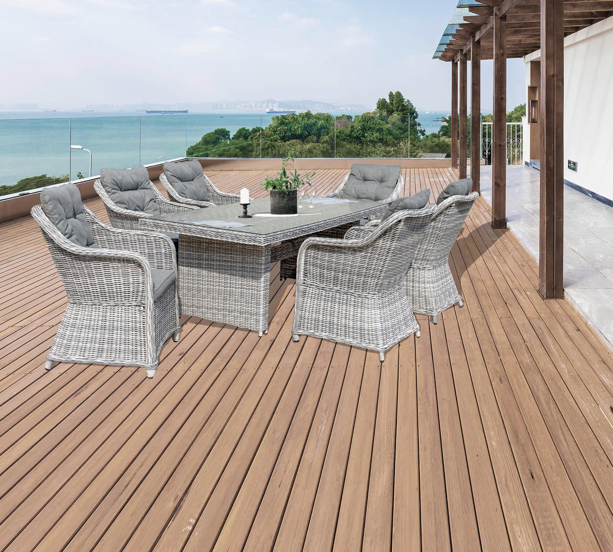 ZAHRADNÍ JÍDELNÍ SET, kov, plast, sklo, textil - světle šedá, Romantický / Rustikální, kov/textil - Ambia Garden