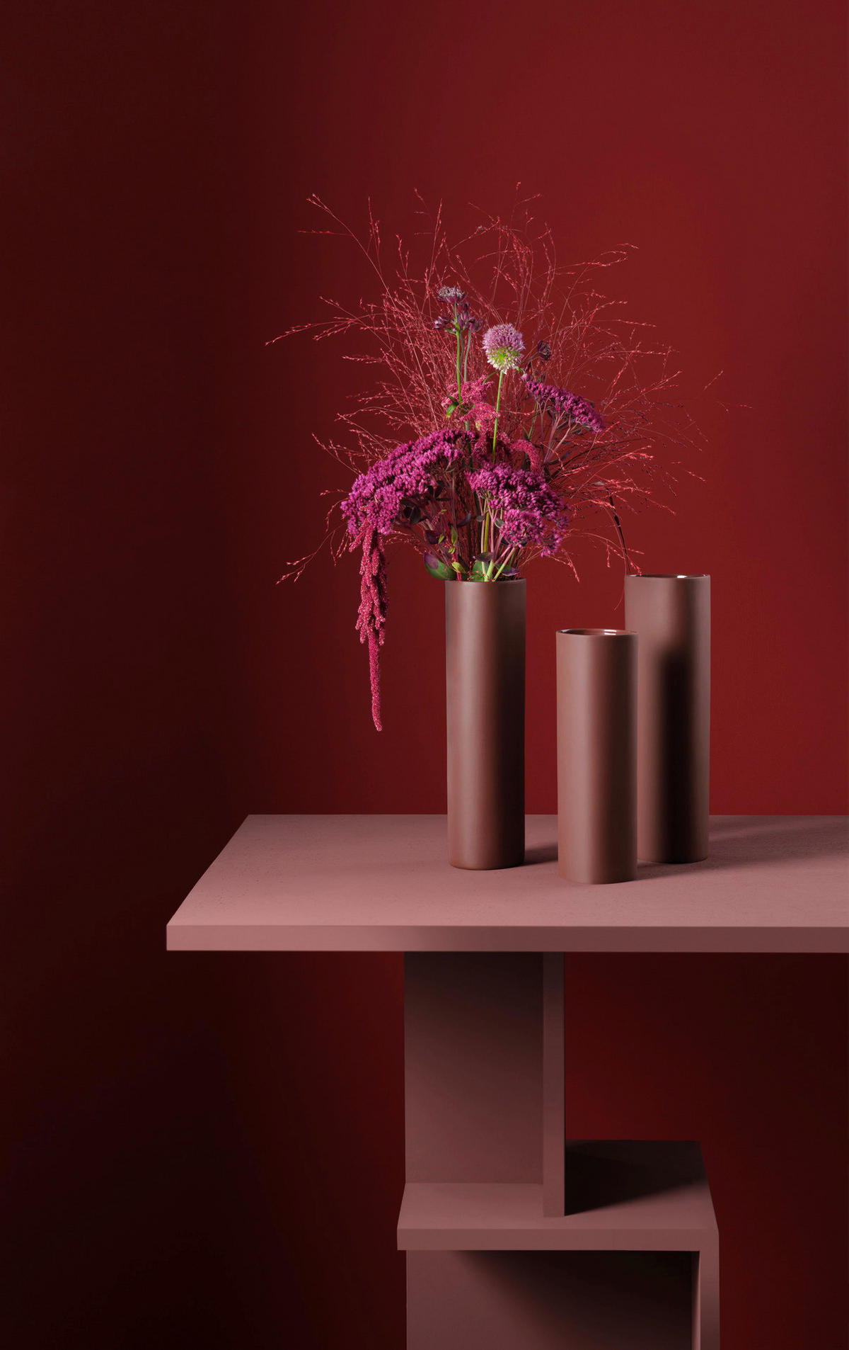 VASE lines and squares  - Bordeaux, KONVENTIONELL, Keramik (9,5/30cm) - ASA