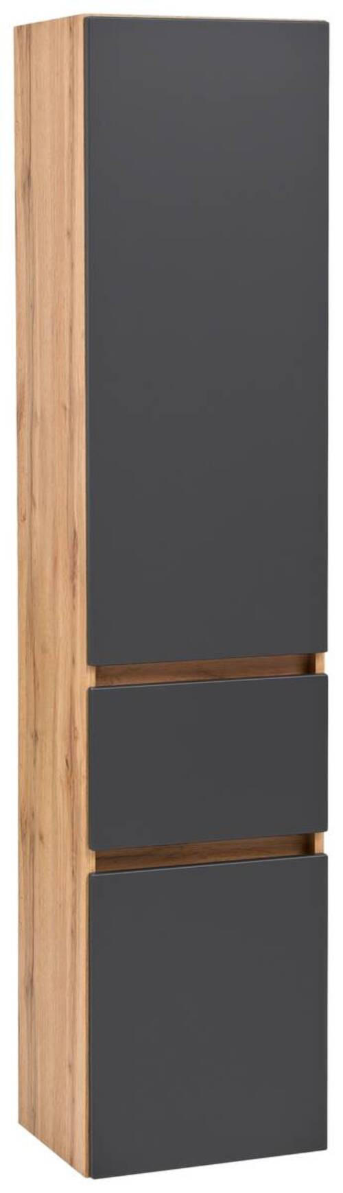 HOCHSCHRANK 40/180/35 cm  - Eichefarben/Silberfarben, Konventionell, Holzwerkstoff/Kunststoff (40/180/35cm) - Held