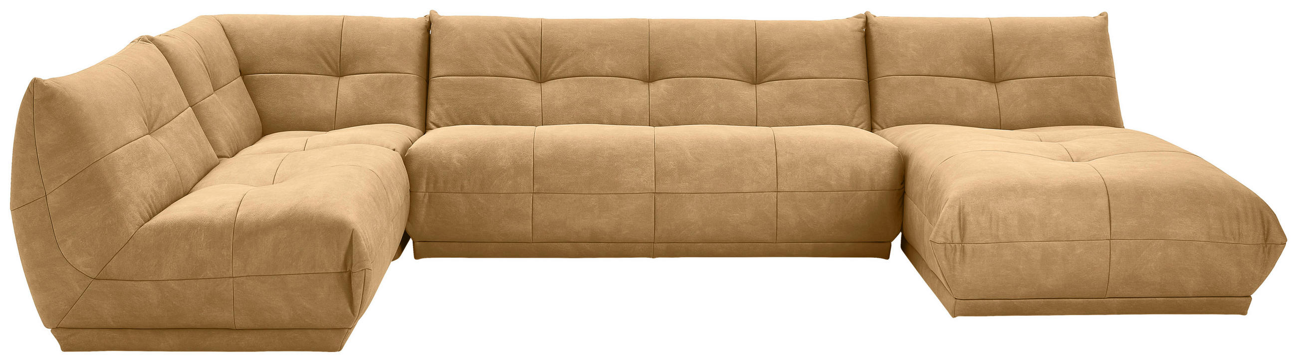 WOHNLANDSCHAFT Hellbraun Lederlook  - Hellbraun, Trend, Textil (210/390/185cm) - Livetastic