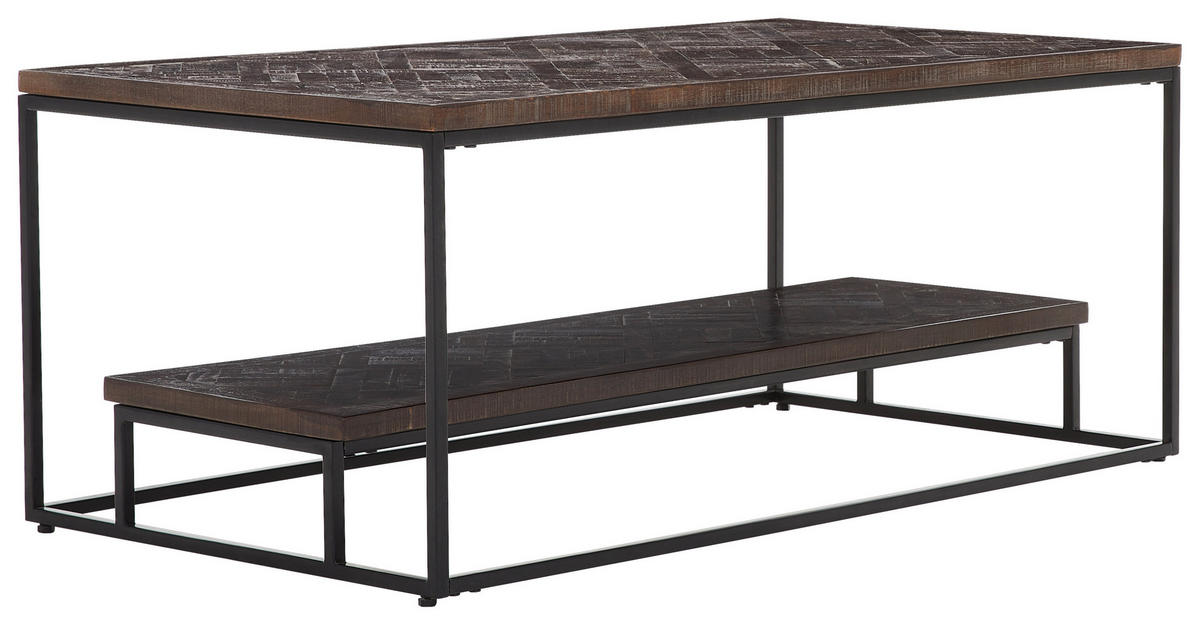 COUCHTISCH Recyclingholz massiv 110/60/40 cm rechteckig Schwarz, Dunkelgrau  - Dunkelgrau/Schwarz, Design, Holz/Metall (110/60/40cm) - Carryhome