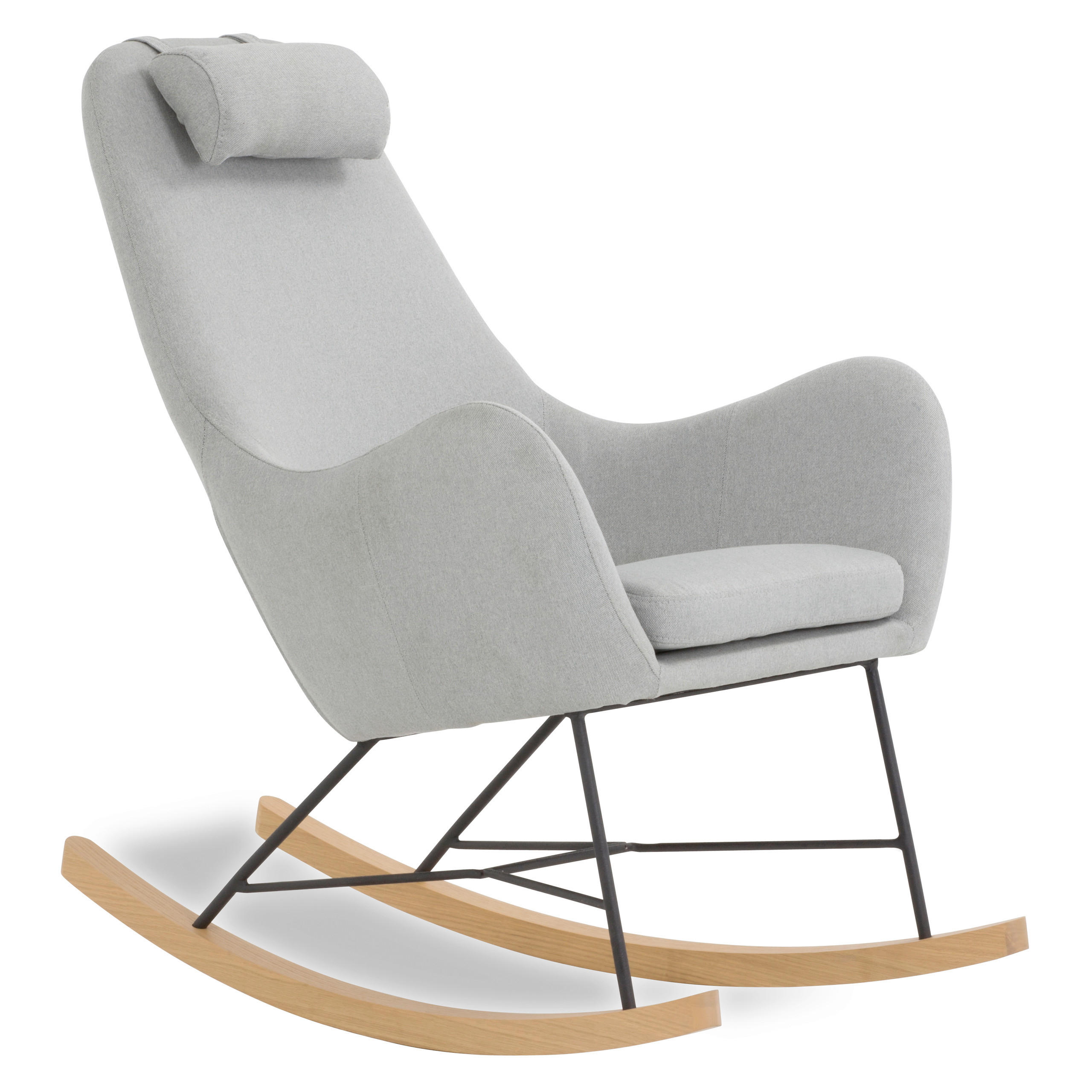 SCHAUKELSTUHL in Webstoff Grau, Eichefarben  - Eichefarben/Grau, MODERN, Holz/Textil (70/99/100cm) - Livetastic
