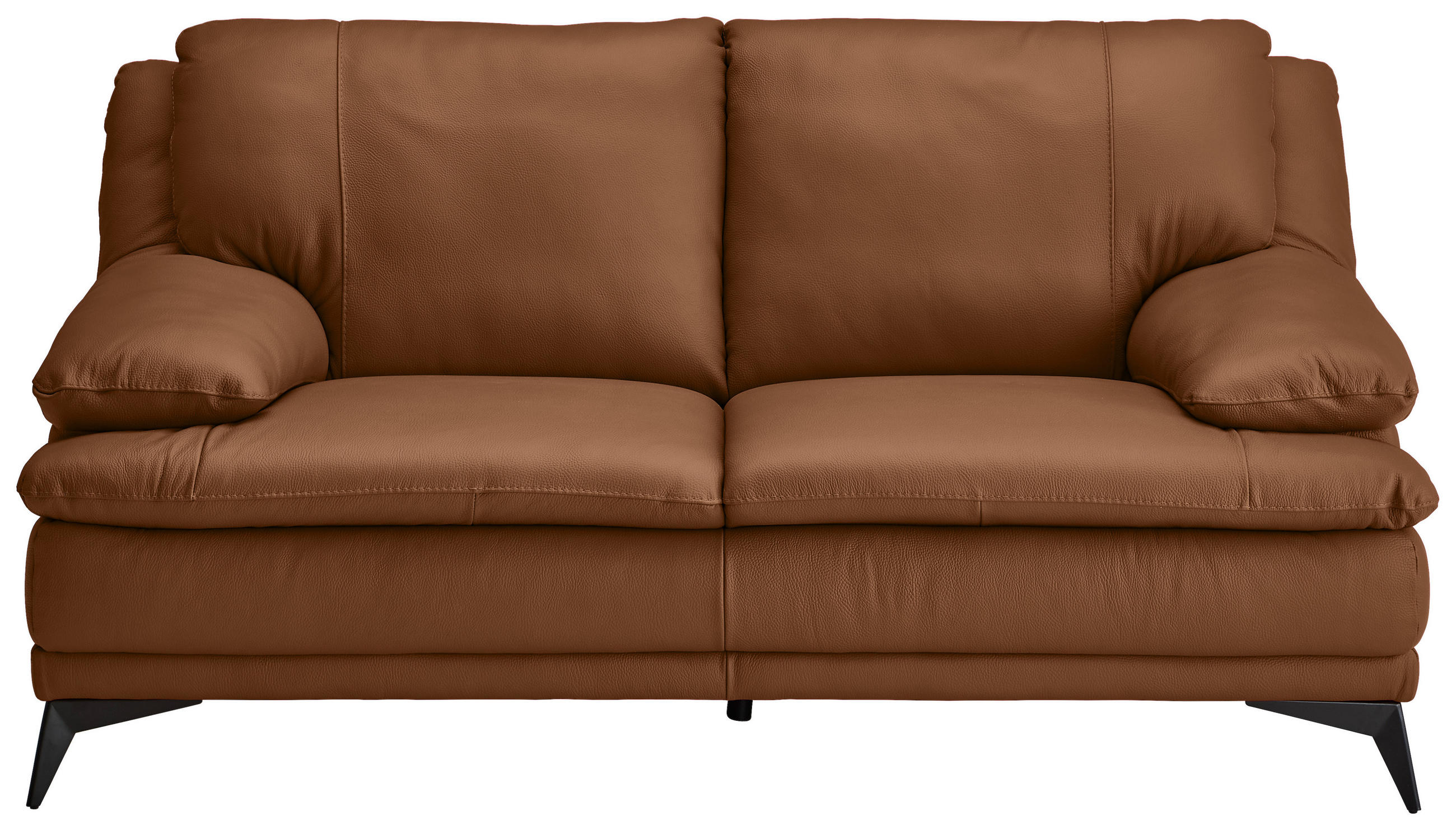 2-SITZER-SOFA Cognac Echtleder  - Cognac/Schwarz, Design, Leder/Metall (178/92/98cm) - Novel