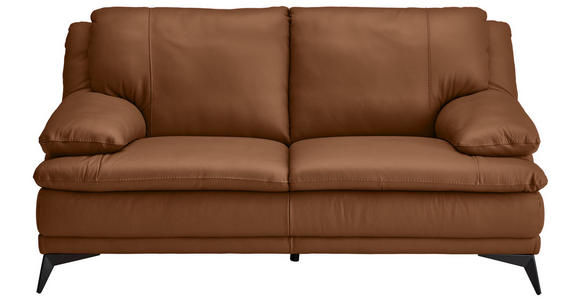 2-SITZER-SOFA Cognac Echtleder  - Cognac/Schwarz, Design, Leder/Metall (178/92/98cm) - Novel