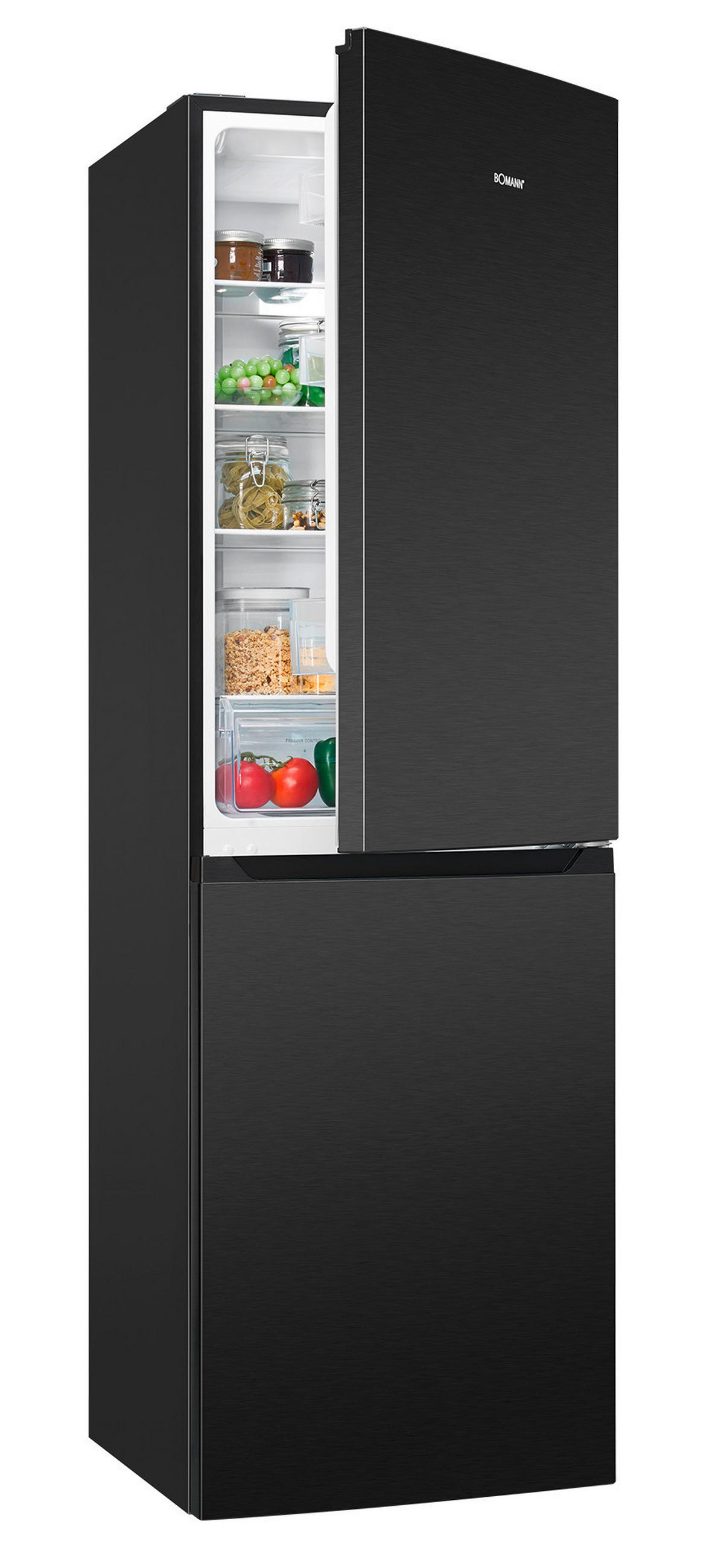 KÜHL-GEFRIER-KOMBINATION 54/181/60 cm KG7360SIX  - Schwarz, Basics, Glas/Kunststoff (54/181/60cm) - Bomann
