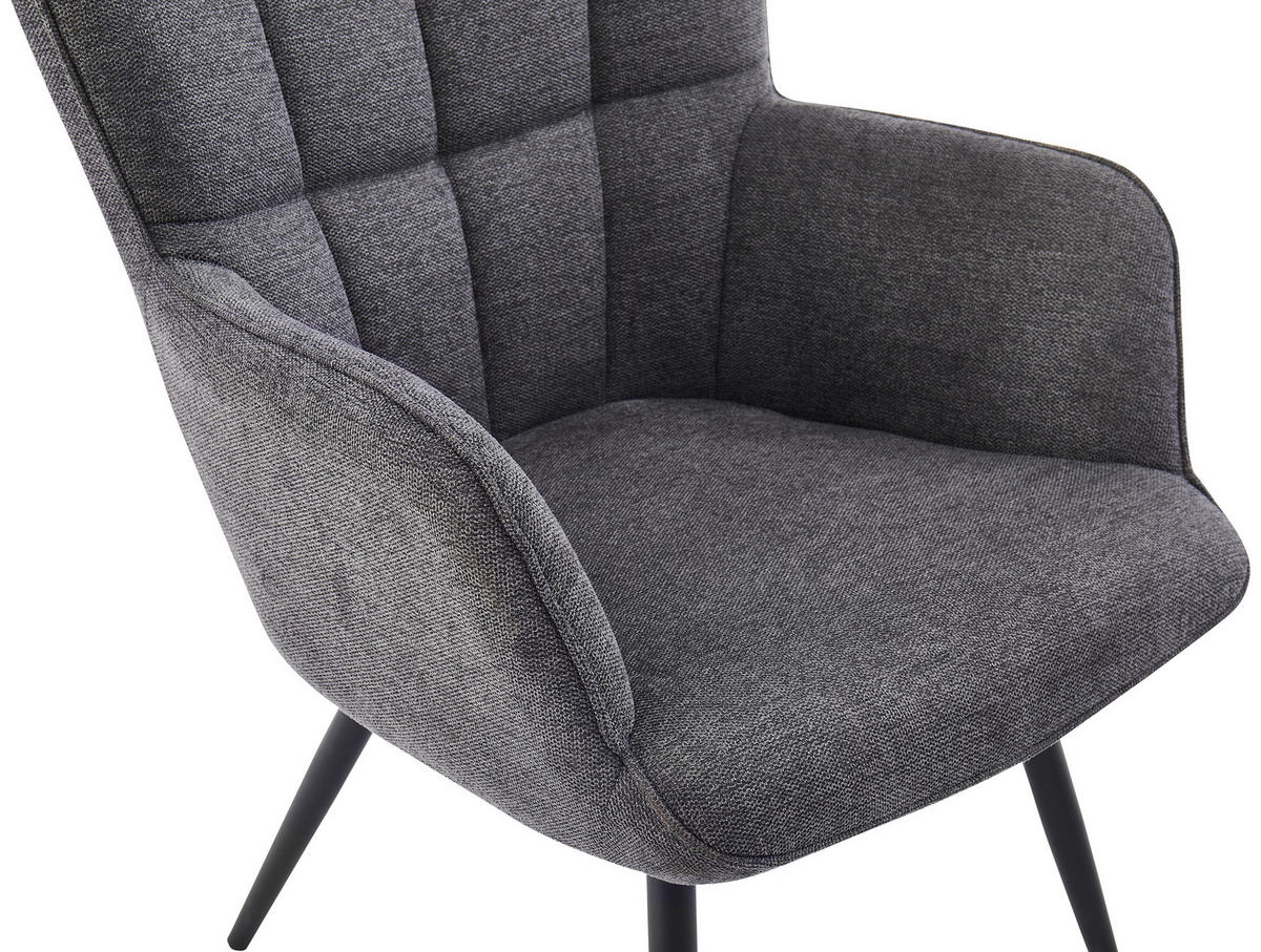 RELAXSESSELSET in Metall, Textil Dunkelgrau  - Dunkelgrau/Schwarz, Design, Textil/Metall (68/100/78cm) - Ti'me