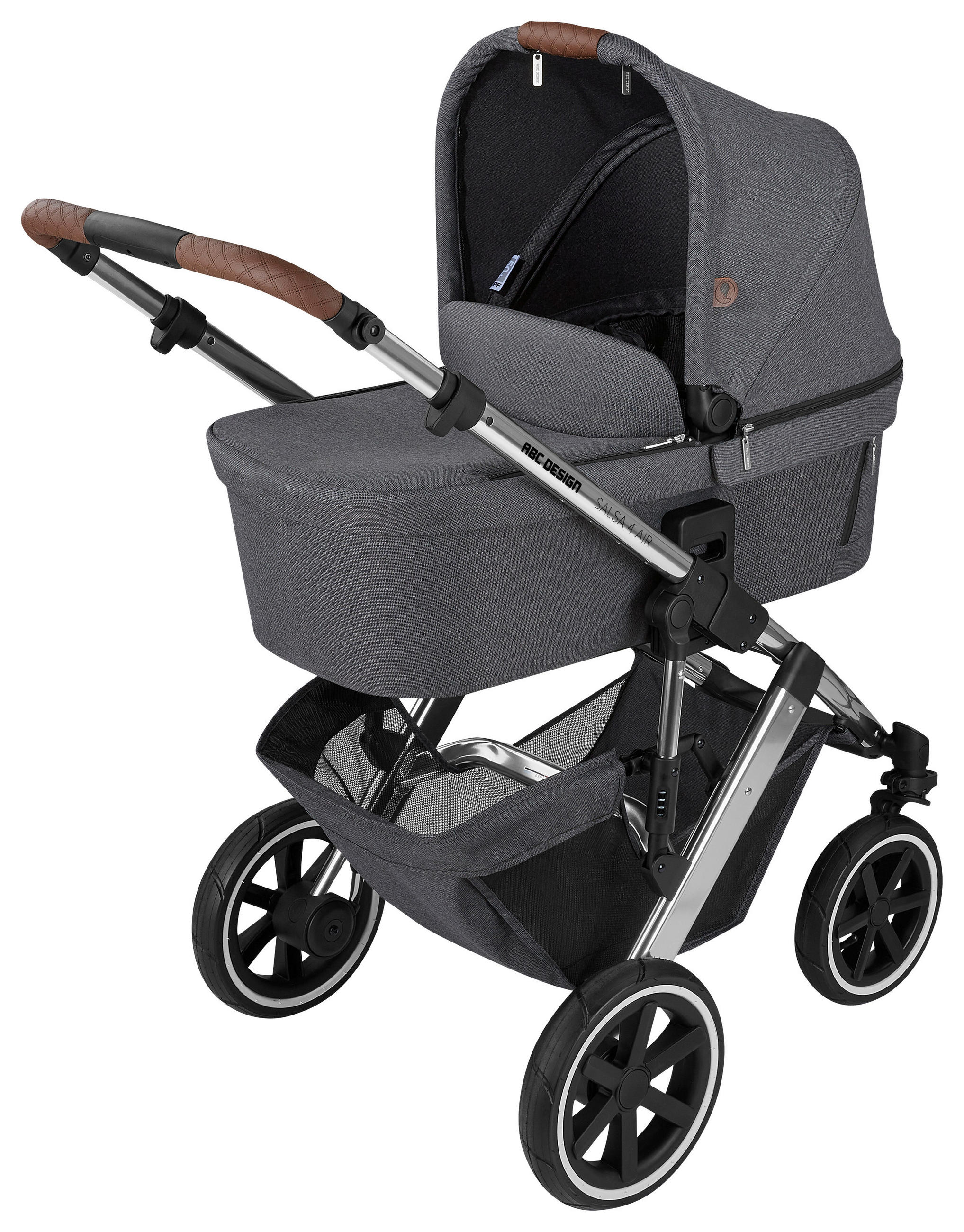 KOMBIKINDERWAGEN  Salsa 4 Air  Asphalt  - Dunkelgrau/Silberfarben, Basics, Textil/Metall (95/63/110cm) - ABC Design