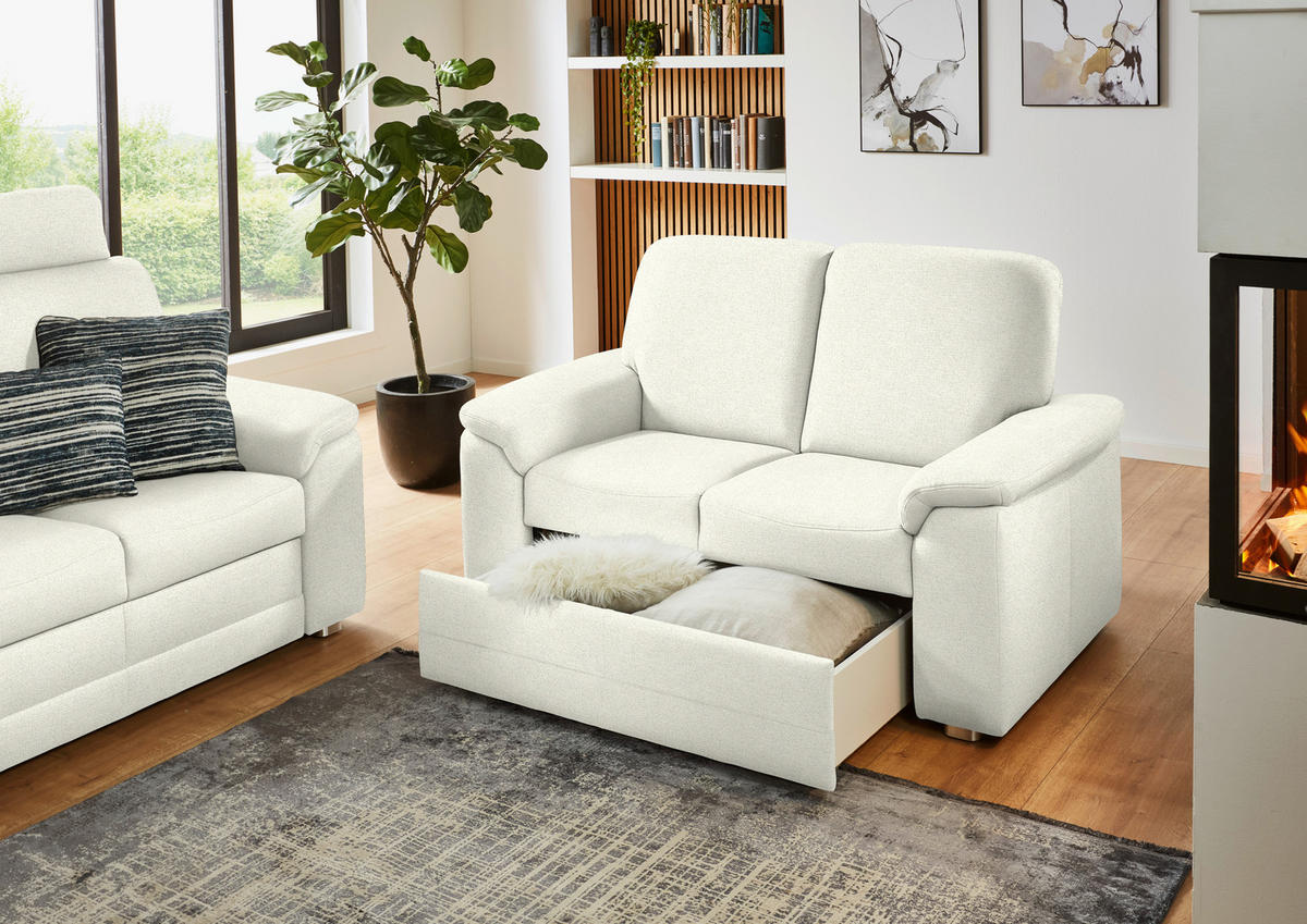 SITZGARNITUR Chenille Creme  - Creme/Alufarben, Konventionell, Textil/Metall (208/156/96/89cm) - Beldomo Comfort